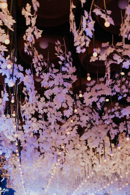 Ceiling and Floral detail — Sangeet decor — Alila Diwa Goa
